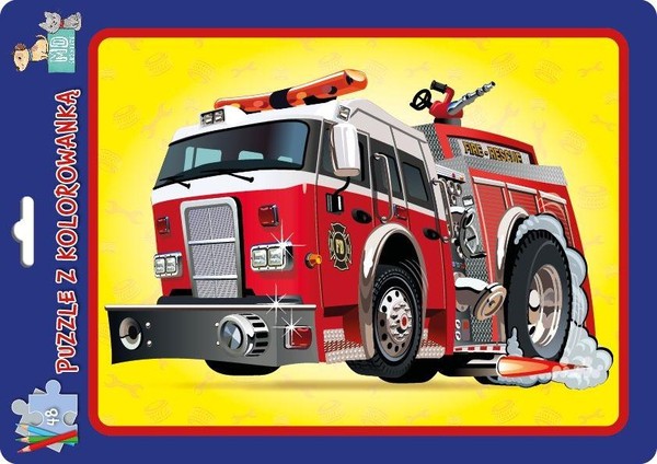 Puzzle z kolorowanką Wóz strażacki 48 elementów