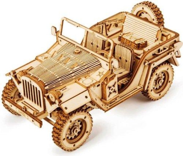 Drewniane Puzzle 3D Jeep Wojskowy 369 elementów