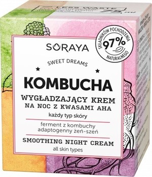 Kombucha Wygładzający krem na noc z kwasami AHA - każdy typ cery