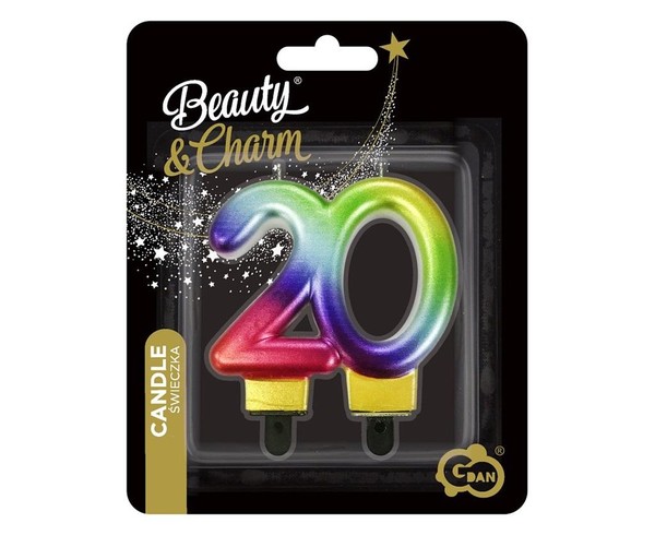 Świeczka liczba 20 urodziny Beauty&Charm 7,5cm