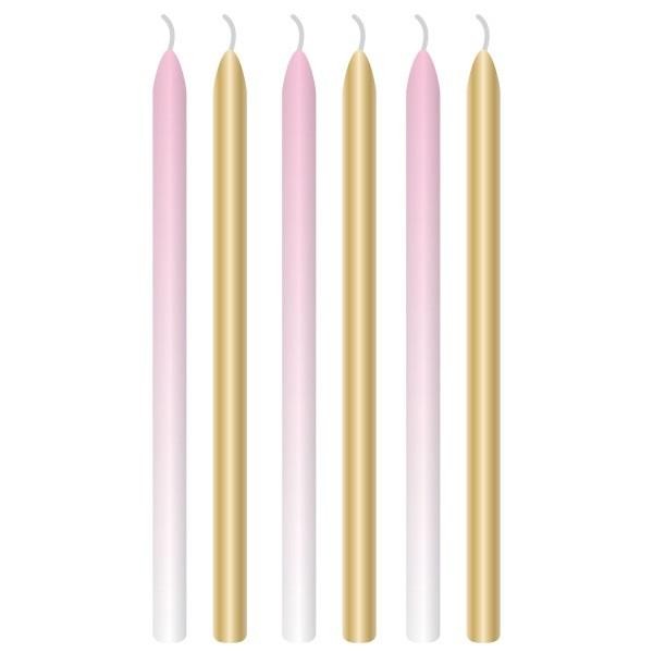 Świeczki urodzinowe ombre różowe 12cm 6szt.