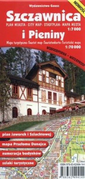 Szczawnica Plan miasta i Pieniny Mapa turystyczna (Wodoodporna) Skala 1:7 000 / 1:70 000