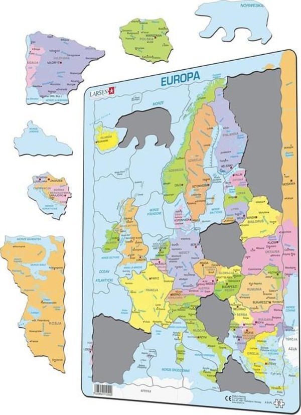 Układanka Mapa Europa 37 elementów