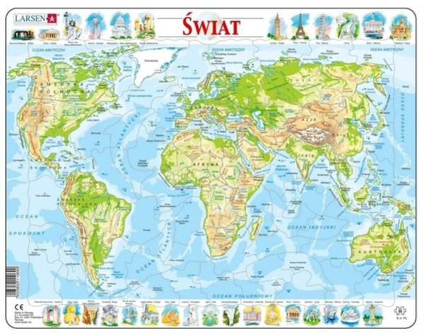 Układanka Mapa Świata 80 elementów