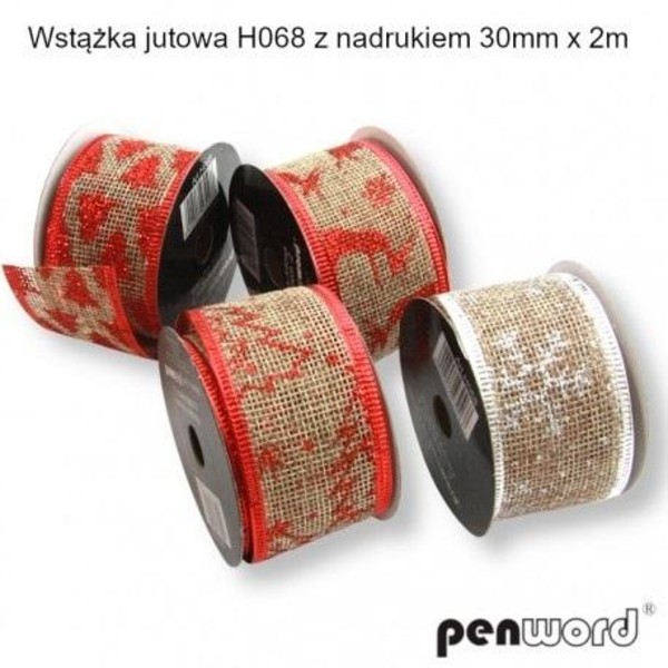 Wstążka ozdobna jutowa nadruk BN 38mmx2m (8szt)