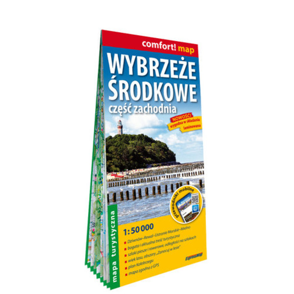 Wybrzeże Środkowe część zachodnia laminowana mapa turystyczna 1:50 000