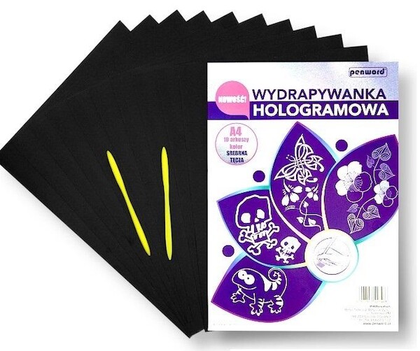 Wydrapywanka hologramowa A4 srebrna tęczowa