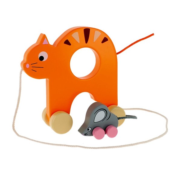 Zabawka drewniana - Kotek z myszką