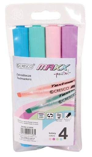 Zakreślacz MAXX Pastel 4 kolory