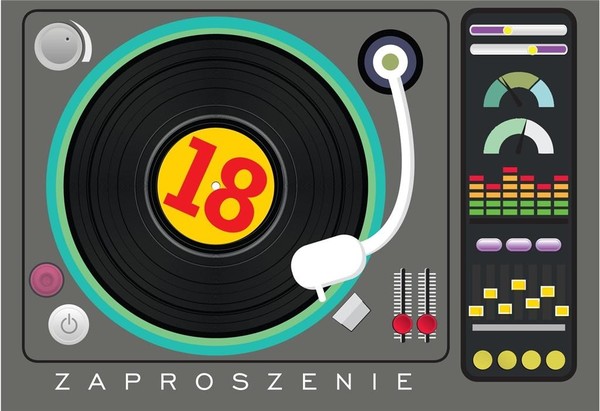 Zaproszenie 18 Urodziny DJ ZZ-055 5 sztuk