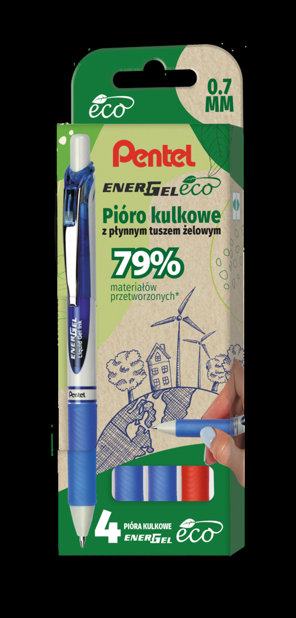 Zestaw piór kulkowych pentel energel bl77e-eco 4 szt.