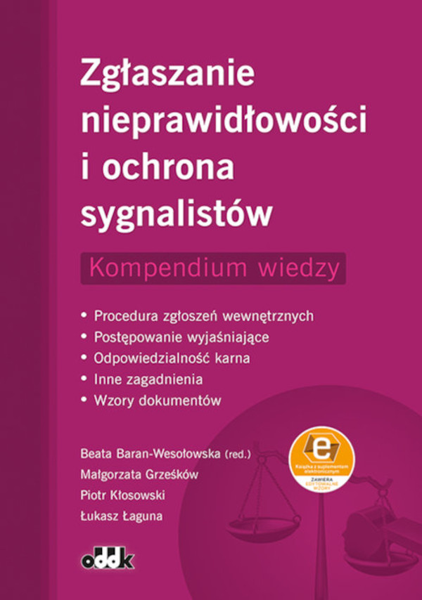 Zgłaszanie nieprawidłowości i ochrona sygnalistów Kompendium wiedzy Procedura zgłoszeń wewnętrznych